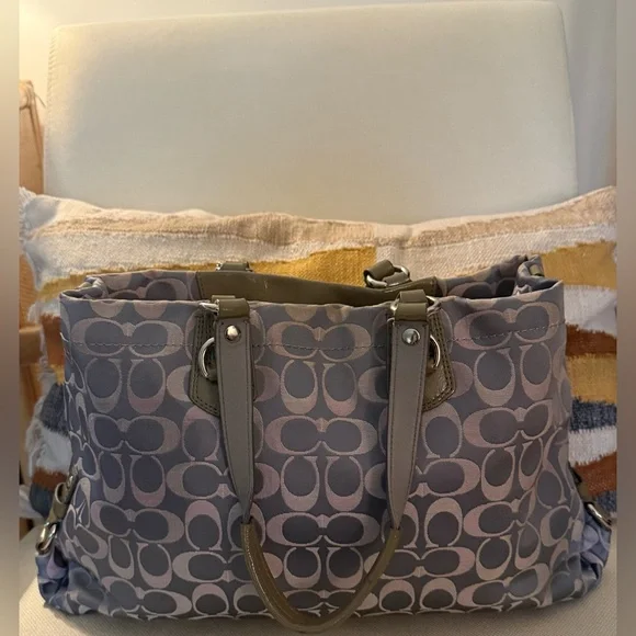 Coach Ashley Signature Sateen Large Satchel Bag Gray Khaki F18450 - Picture 9 of 15